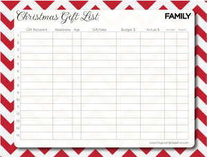 christmas gift list template WjaC